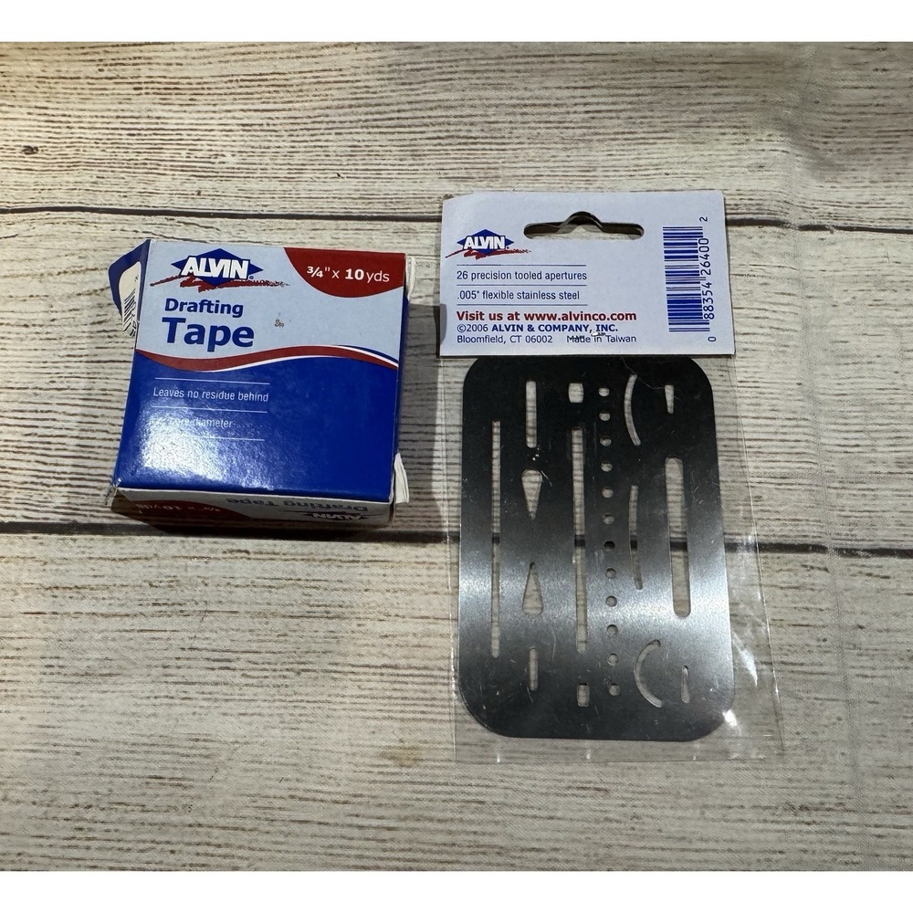 New Alvin Drafting Tape 2300 3/4" x 10 yd and Erasing Shield 3298 Tub15